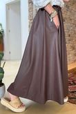 Made in Italy Runa Leather Look Skirt Chocolate